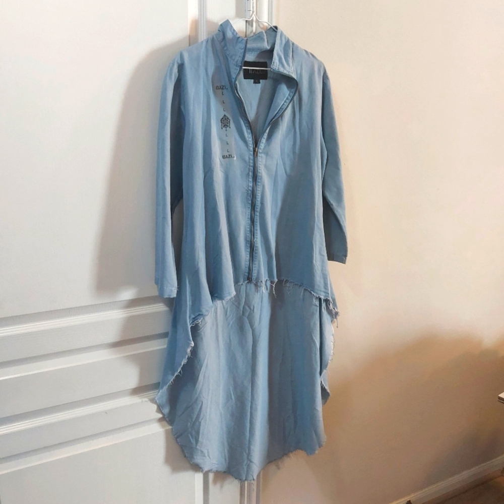 Woman Shirt-dress Longsleeve Blue Size Large